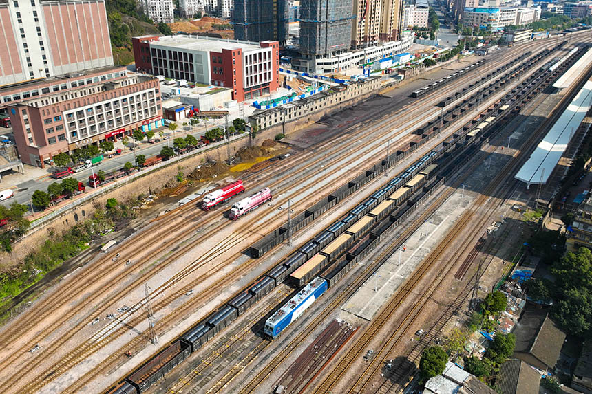 航拍三元區站戰場。張海根攝