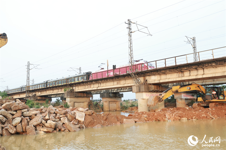 豐城市麗村鎮清豐堤潰口順利合龍。 人民網記者 時雨攝