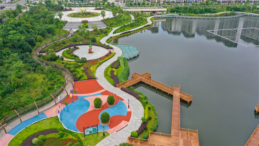 航拍江西省贛州市全南縣若湖公園。李凡欽攝