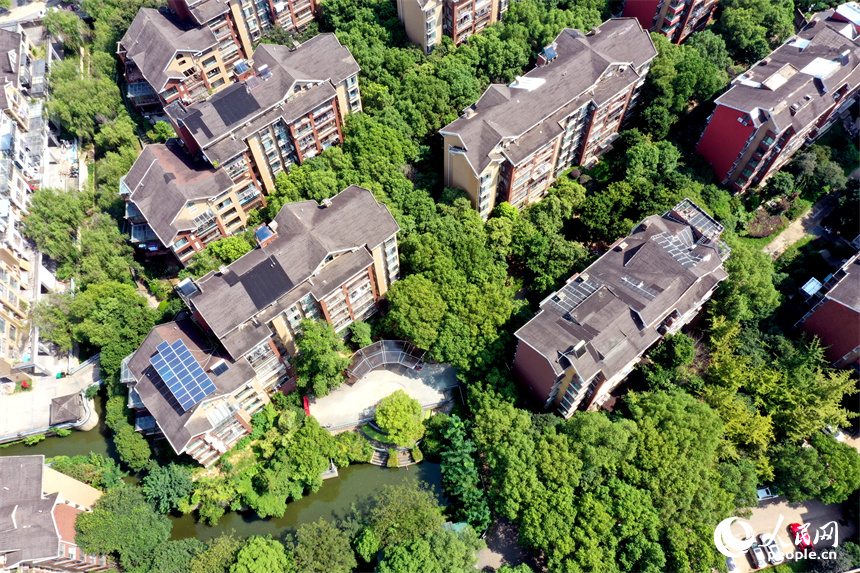 南昌紅谷灘區一小區內綠意盎然。 人民網記者 時雨攝