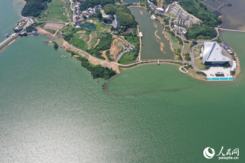 航拍鏡頭下的江西省湖口縣“中國·江豚灣”。人民網記者 時雨攝