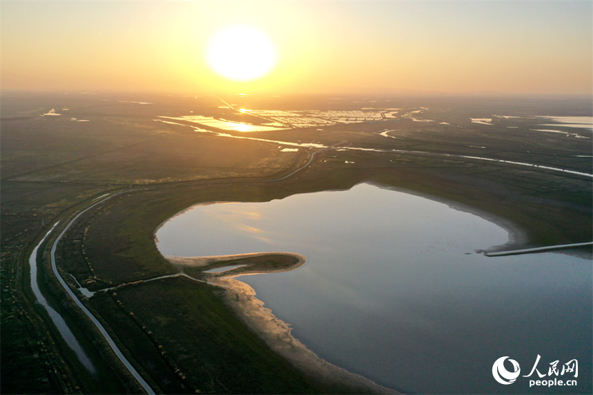 進入極枯水位的鄱陽湖溝渠縱橫，俯瞰之下，湖面成為一片大草原。人民網記者 時雨攝